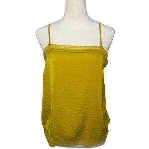 ABERCROMBIE AND FITCH Y2K Camisole Top Yellow Gold Satin Lace Trim Womens Medium